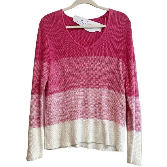 NWT Marble Ombre Color Block V-neck Sweater Small - Picture 1 of 11